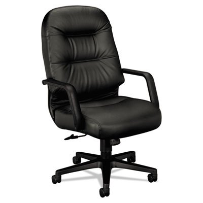 HON 2090 Pillow-Soft Series Executive Leather High-Back Swivel/Tilt Chair, Black HON2091SR11T