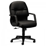 HON 2090 Pillow-Soft Series Managerial Leather Mid-Back Swivel/Tilt Chair, Black HON2092SR11T