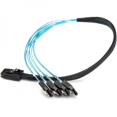 Rocstor 20in/50cm Serial Attached SCSI SAS Cable-SFF-8087 to 4x SATA Latching Y10C251-BL1