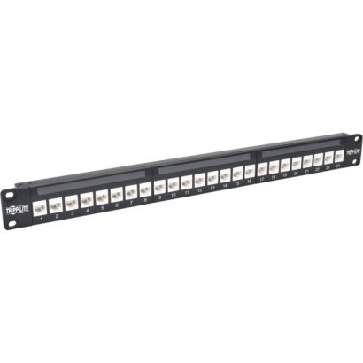 Tripp Lite 24-Port 1U Rack-Mount Cat6a Feedthrough Patch Panel, RJ45 Ethernet N254-024-6A