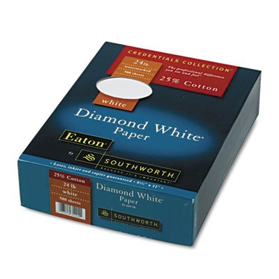 Southworth 25% Cotton Diamond White Business Paper, 24 lbs., 8-1/2 x 11, 500/Box SOU3122410