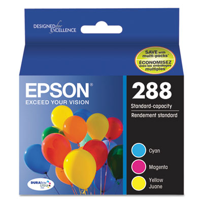 Epson T288520-S 288 DURABrite Ultra Inks, Standard-Yield, Cyan; Magenta; Yellow EPST288520S