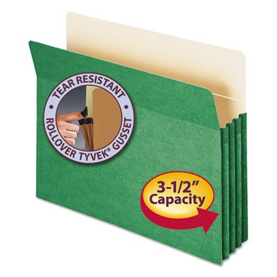 Smead 3 1/2" Exp Colored File Pocket, Straight Tab, Letter, Green SMD73226