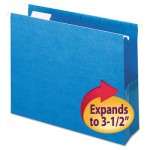 Smead 3" Capacity Closed Side Flexible Hanging File Pockets, Letter, Sky Blue, 25/Box SMD64270