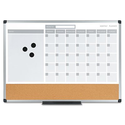 Mastervision 3-in-1 Calendar Planner Dry Erase Board, 24 x 18, Aluminum Frame BVCMB3507186