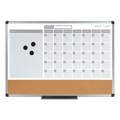 MasterVision 3-in-1 Calendar Planner Dry Erase Board, 36 x 24, Silver Frame BVCMB0707186P