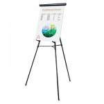 UNV43150 3-Leg Telescoping Easel with Pad Retainer, Adjusts 34" to 64", Aluminum, Black UNV43150
