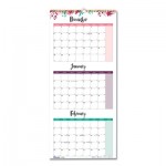 Blueline 3-Month Wall Calendar, 12.25 x 27, Floral, 2021 REDC171129