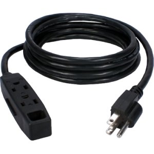 QVS 3-Outlet 3-Prong 10ft Power Extension Cord PC3PX-10