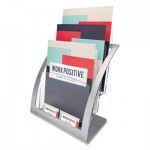 deflecto 3-Tier Literature Holder, Leaflet Size, 11.25w x 6.94d x 13.31h, Silver DEF693745