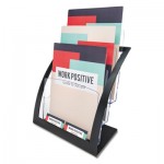 deflecto 3-Tier Literature Holder, Leaflet Size, 11.25w x 6.94d x 13.31h, Black DEF693704