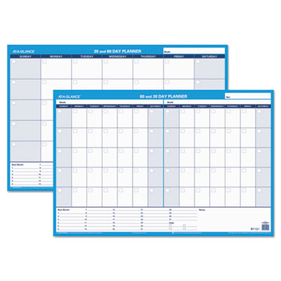 At-A-Glance 30/60-Day Undated Horizontal Erasable Wall Planner, 36 x 24, White/Blue AAGPM23328