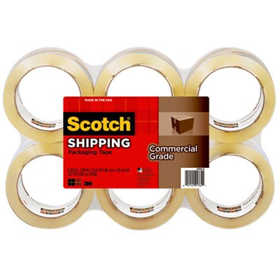 Scotch 3750 Commercial Grade Packaging Tape, 1.88" x 54.6yds, Clear, 6/Pack MMM37506