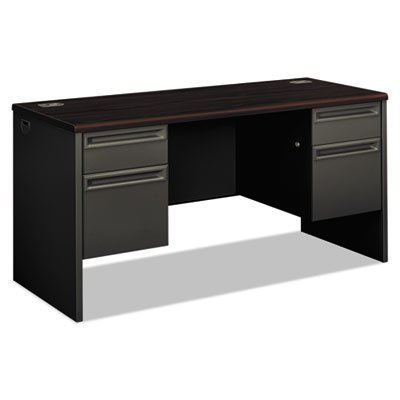 HON 38000 Series Kneespace Credenza, 60w x 24d x 29-1/2h, Mahogany/Charcoal HON38852NS