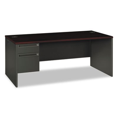 HON 38000 Series Left Pedestal Desk, 72w x 36d x 29-1/2h, Mahogany/Charcoal HON38294LNS