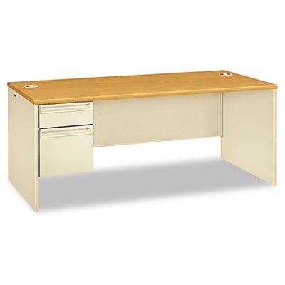 HON 38000 Series Left Pedestal Desk, 72w x 36d x 29-1/2h, Harvest/Putty HON38294LCL