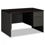 HON 38000 Series Right Pedestal Desk, 48w x 30d x 29-1/2h, Mahogany/Charcoal HON38251NS