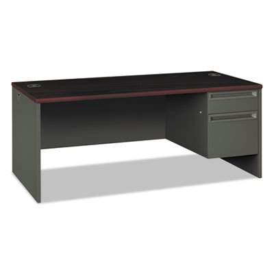 HON 38000 Series Right Pedestal Desk, 72w x 36d x 29-1/2h, Mahogany/Charcoal HON38293RNS