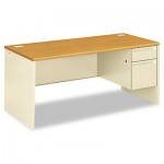 HON 38000 Series Right Pedestal Desk, 66w x 30d x 29-1/2h, Harvest/Putty HON38291RCL