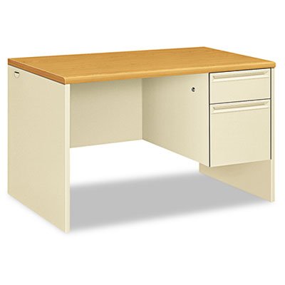 HON 38000 Series Right Pedestal Desk, 48w x 30d x 29-1/2h, Harvest/Putty HON38251CL