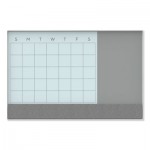 U Brands 3196U00-01 3N1 Magnetic Glass Dry Erase Combo Board, 24 x 18, Month View, White Surface and Frame