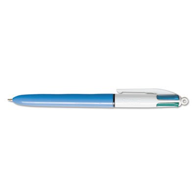 BIC 4-Color Ballpoint Retractable Pen, Assorted Ink, Blue Barrel, 1mm, Medium BICMM11