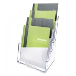 deflecto 4-Compartment DocuHolder, Magazine Size, 9.38w x 7d x 13.63h, Clear DEF77441