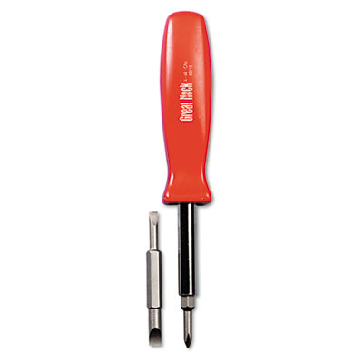 Great Neck 4 in-1 Screwdriver w/Interchangeable Phillips/Standard Bits, Assorted Colors GNSSD4BC