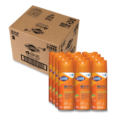 Clorox 31043 4-in-One Disinfectant and Sanitizer, Citrus, 14 oz Aerosol Spray, 12/Carton CLO31043CT