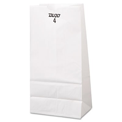 51004 #4 Paper Grocery Bag, 30lb White, Standard 5 x 3 1/3 x 9 3/4, 500 bags BAGGW4500