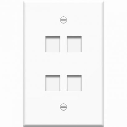 4XEM 4 Port/2 Gang RJ45 Cat5/Cat6 Ethernet Wall Plate (White) 4XFP04KYWH