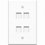 4XEM 4 Port/2 Gang RJ45 Cat5/Cat6 Ethernet Wall Plate (White) 4XFP04KYWH