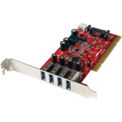 StarTech.com 4 Port PCI SuperSpeed USB 3.0 Adapter Card with SATA/SP4 Power PCIUSB3S4