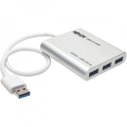 Tripp Lite 4-Port Portable USB 3.0 SuperSpeed Mini Hub, Aluminum U360-004-AL