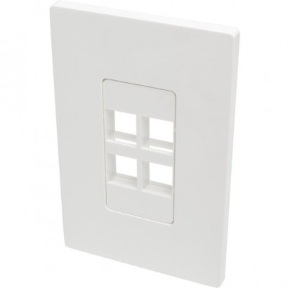 Tripp Lite 4-Port Single-Gang Universal Keystone Wallplate, White N080-104