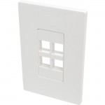 Tripp Lite 4-Port Single-Gang Universal Keystone Wallplate, White N080-104