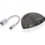 Iogear 4-Port USB 2.0 Printer Switch with USB-A to USB-C Adapter Kit GUB431CA1KIT