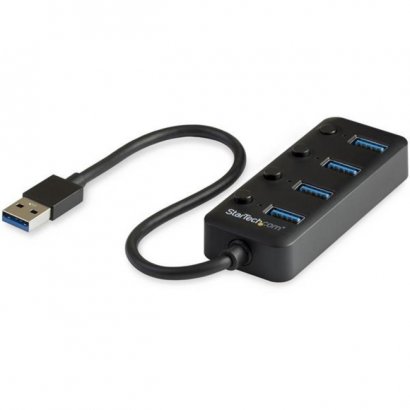 StarTech.com 4-Port USB 3.0 Hub - 4x USB-A with Individual On/Off Switches HB30A4AIB