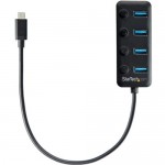 StarTech.com 4-Port USB-C Hub - 4x USB-A with Individual On/Off Switches HB30C4AIB