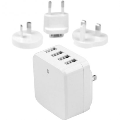 StarTech.com 4-Port USB Wall Charger - International Travel - 34W/6.8A - White USB4PACWH