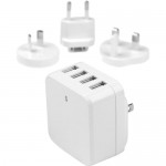 StarTech.com 4-Port USB Wall Charger - International Travel - 34W/6.8A - White USB4PACWH