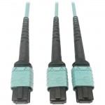Tripp Lite 400G Multimode 50/125 OM4 Fiber Optic Cable, Aqua, 1 m N846D-01M-24BAQ