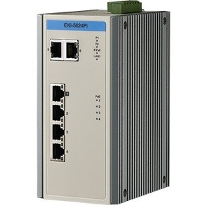 Advantech 4FE PoE+2G Unmanaged Ethernet Switch, IEEE802.3af/at, E-Mark, 12V~24VDC, -40~75 EKI-5624PI-AE