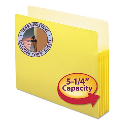 Smead 5 1/4" Exp Colored File Pocket, Straight Tab, Letter, Yellow SMD73243