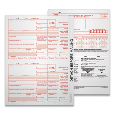 TOPS 22993-MISC 5-Part 1099-MISC Tax Forms, 8.5 x 11, 50/Pack TOP22993MISC
