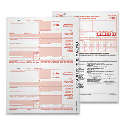 TOPS 5-Part 1099-NEC Tax Forms, 8.5 x 11, 50/Pack TOP22993NEC