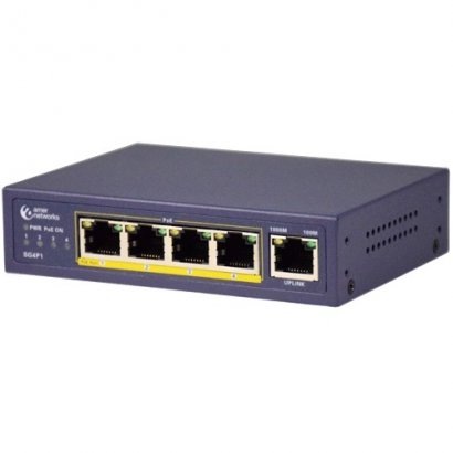 Amer 5 Port 10/100/1000 Desktop Switch with 4 PoE ports SG4P1