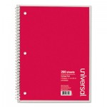 UNV66500 5 Sub. Wirebound Notebook, 8 1/2 x 11, College Rule, 200 Sheets, Assorted Cover UNV66500