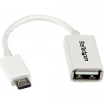 StarTech 5in White Micro USB to USB OTG Host Adapter M/F UUSBOTGW