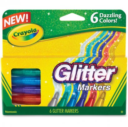 Crayola 6 Color Glitter Markers 58-8629